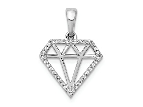 Rhodium Over 14k White Gold Diamond Gemstone-shape Pendant