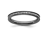 Ruthenium Over Sterling Silver Stackable Expressions and Diamonds Ring 0.195ctw