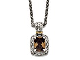 Sterling Silver with 14K Accent Antiqued Smoky Quartz Necklace