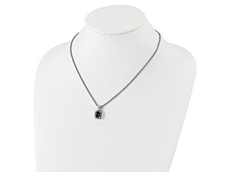 Sterling Silver with 14K Accent Antiqued Smoky Quartz Necklace