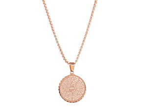 18K Rose Gold Over Stainless Steel "Our Father" English Prayer Round Pendant With Chain