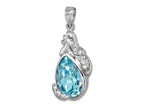 Rhodium Over Sterling Silver Polished Crystal Mermaid Pendant
