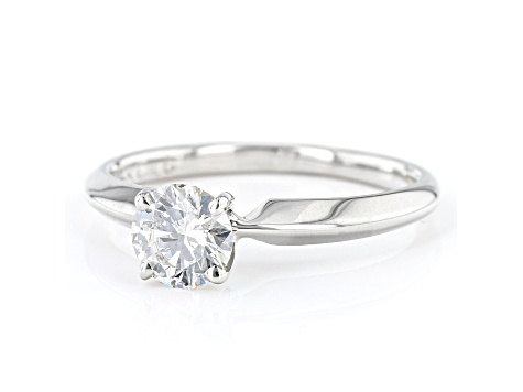 Round White Lab-Grown Diamond 14kt White Gold Knife Edge Solitaire Ring 0.75ctw