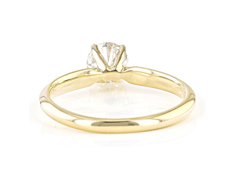 Round White Lab-Grown Diamond 14kt Yellow Gold Knife Edge Solitaire Ring 0.75ctw