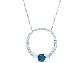 3.88ctw Sky Blue and London Blue Topaz Graduated Open Circle Sterling Silver Pendant with Chain