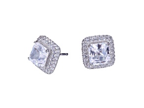 White Lab Created Sapphire Rhodium Over 10k White Gold Earrings