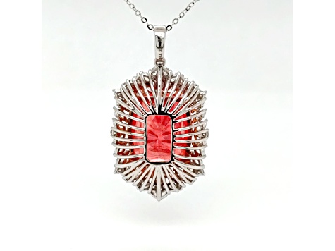 19.85 Cts Rhodochrosite and 3.20 Cts White Diamond Pendant  in 18K 2- Tone