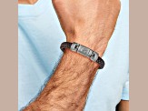 Stainless Steel Brushed Antiqued Leather 8.75 Inch Bracelet