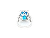 21.65 Ctw Blue Zircon and 0.94 Ctw White Diamond Ring in 14K WG