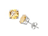 Yellow Citrine Sterling Silver Stud Earrings 3.00ctw