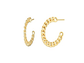 14K Yellow Gold Over Brass Flat Curb Link Lucite Hoops