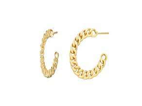 14K Yellow Gold Over Brass Flat Curb Link Acrylic Hoops