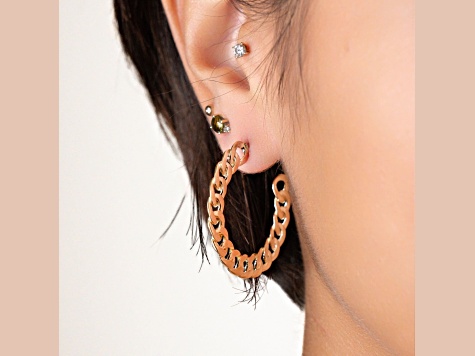 14K Yellow Gold Over Brass Flat Curb Link Acrylic Hoops