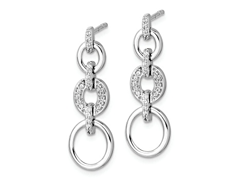 Rhodium Over 14K White Gold Lab Grown Diamond Fancy Dangle Earrings