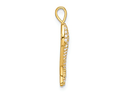14k Yellow Gold Polished Cubic Zirconia Small Italian Horn 14k Yellow Gold Polished Cubic Zirconia Small Italian Horn