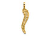 14k Yellow Gold Polished Cubic Zirconia Small Italian Horn Pendant