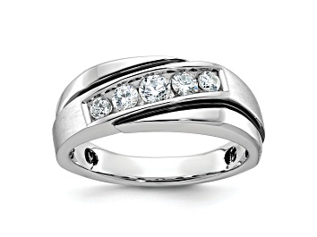 Picture of Rhodium Over 10K White Gold with Black Rhodium Men's Polished and Satin A Diamond Ring 0.51ctw