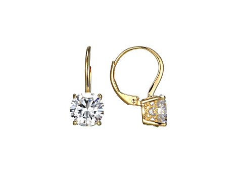 White Cubic Zirconia 18k Yellow Gold Over Sterling Silver Earrings 5.94ctw