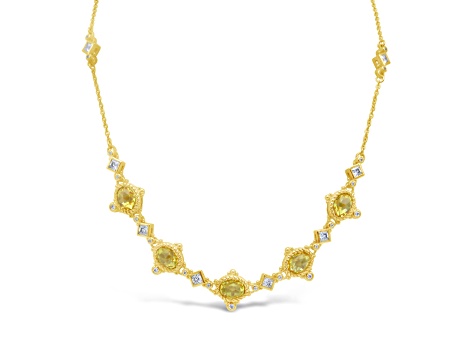 Judith Ripka 16ctw Canary and 2.66ctw White Bella Luce Diamond Simulant 14K Gold Clad Necklace