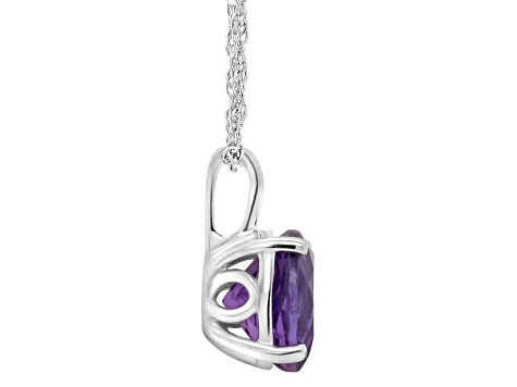 8mm Round Amethyst Rhodium Over Sterling Silver Pendant With Chain