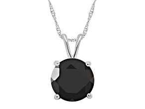 8mm Round Black Onyx Rhodium Over Sterling Silver Pendant With Chain