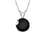 8mm Round Black Onyx Rhodium Over Sterling Silver Pendant With Chain