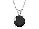 8mm Round Black Onyx Rhodium Over Sterling Silver Pendant With Chain