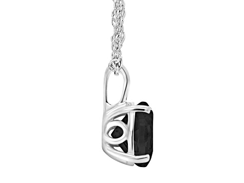 8mm Round Black Onyx Rhodium Over Sterling Silver Pendant With Chain