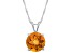 8mm Round Citrine Rhodium Over Sterling Silver Pendant With Chain