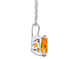 8mm Round Citrine Rhodium Over Sterling Silver Pendant With Chain