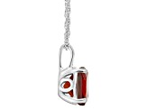 8mm Round Garnet Rhodium Over Sterling Silver Pendant With Chain