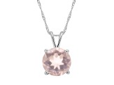 8mm Round Rose Quartz Rhodium Over Sterling Silver Pendant With Chain