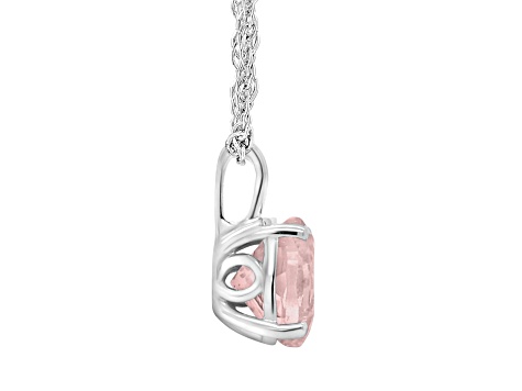8mm Round Rose Quartz Rhodium Over Sterling Silver Pendant With Chain