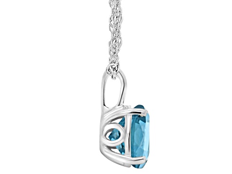 8mm Round London Blue Topaz Rhodium Over Sterling Silver Pendant With Chain