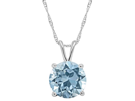 8mm Round Sky Blue Topaz Rhodium Over Sterling Silver Pendant With Chain