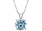 8mm Round Sky Blue Topaz Rhodium Over Sterling Silver Pendant With Chain
