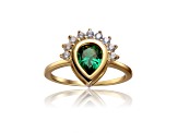 Chrome Diopside and White Topaz 14K Yellow Gold Over Sterling Silver Ring, 2.24ctw
