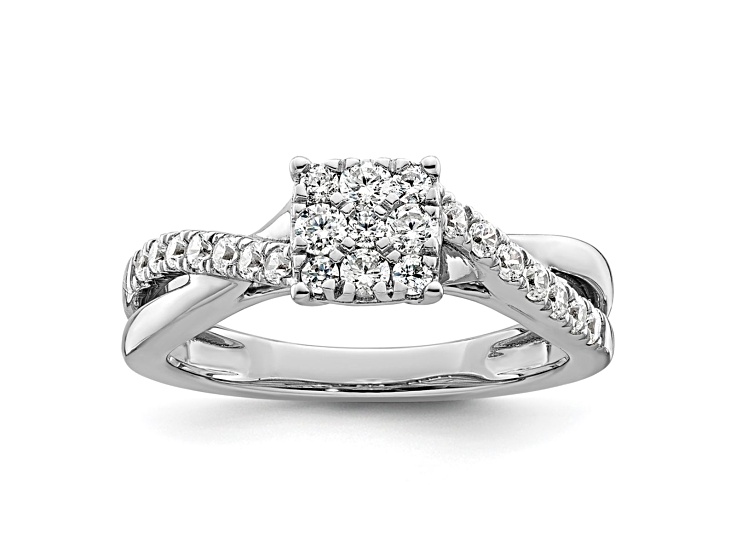 Rhodium Over 14K White Gold Lab Grown Diamond VS/SI GH, Cluster Ring 0.511ctw