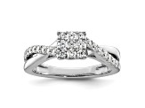 Rhodium Over 14K White Gold Lab Grown Diamond VS/SI GH, Cluster Ring 0.511ctw