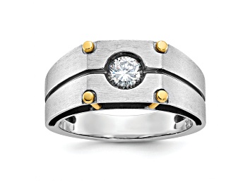 Picture of Rhodium Over 10K White Gold Men's Polished and Satin Diamond Ring 0.5ctw