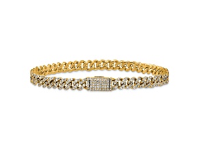 White Lab-Grown Diamond G-H SI 14k Yellow Gold Curb Tennis Bracelet 3.30ctw
