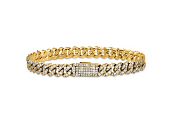 Picture of White Lab-Grown Diamond G-H SI 14k Yellow Gold Curb Tennis Bracelet 5.00ctw