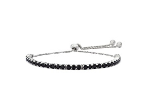 Black Spinel Sterling Silver Bolo Bracelet 3.40ctw