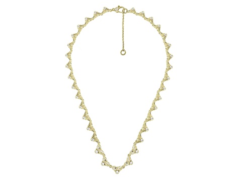 Judith Ripka 4.65ctw Bella Luce® Diamond Simulant Leaf Design 14K Yellow Gold Clad Collar Necklace