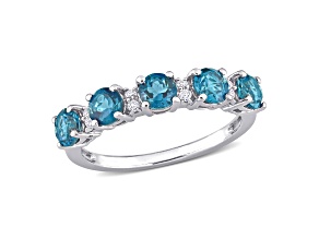 1.63ctw London Blue Topaz and White Topaz Anniversary Style Band Ring in Sterling Silver
