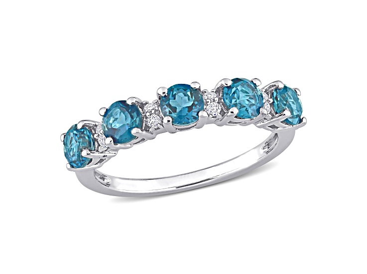 1.63ctw London Blue Topaz and White Topaz Anniversary Style Band Ring in Sterling Silver