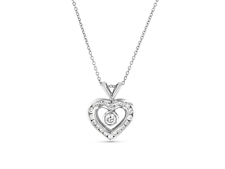 0.60ctw Diamond Heart Pendant with chain in 14k White Gold