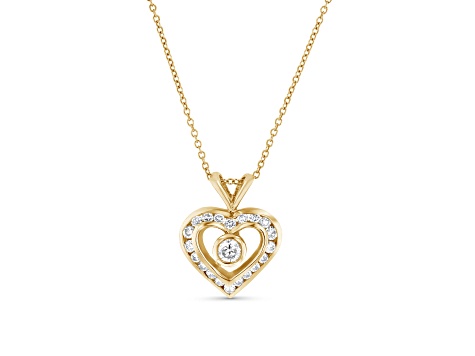 0.60ctw Diamond Heart Pendant with chain in 14k Yellow Gold