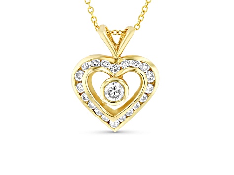 0.60ctw Diamond Heart Pendant with chain in 14k Yellow Gold