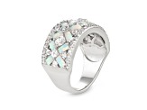 Lab Created Opal and White Sapphire Sterling Silver Statement Ring 3.27ctw